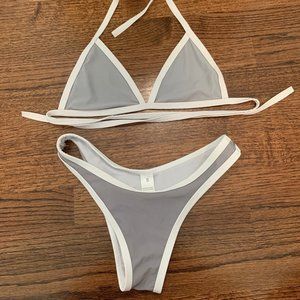 Grey and White Triangle Bikini Set